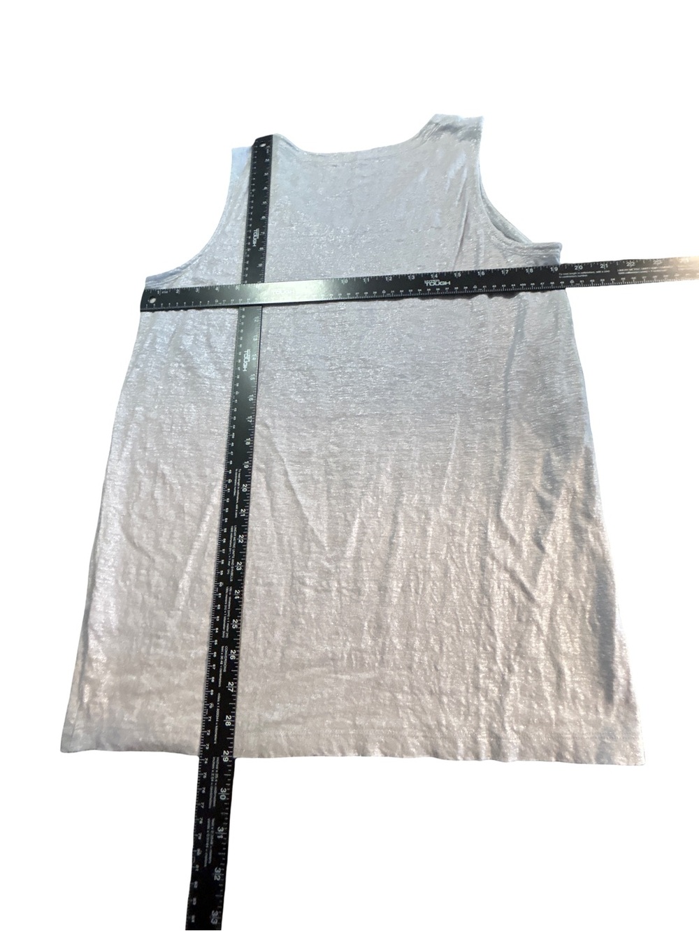 Eileen Fisher 100% Linen Metallic Scoop Neck Tank Top Size M Silver Shimmer - Picture 2 of 5